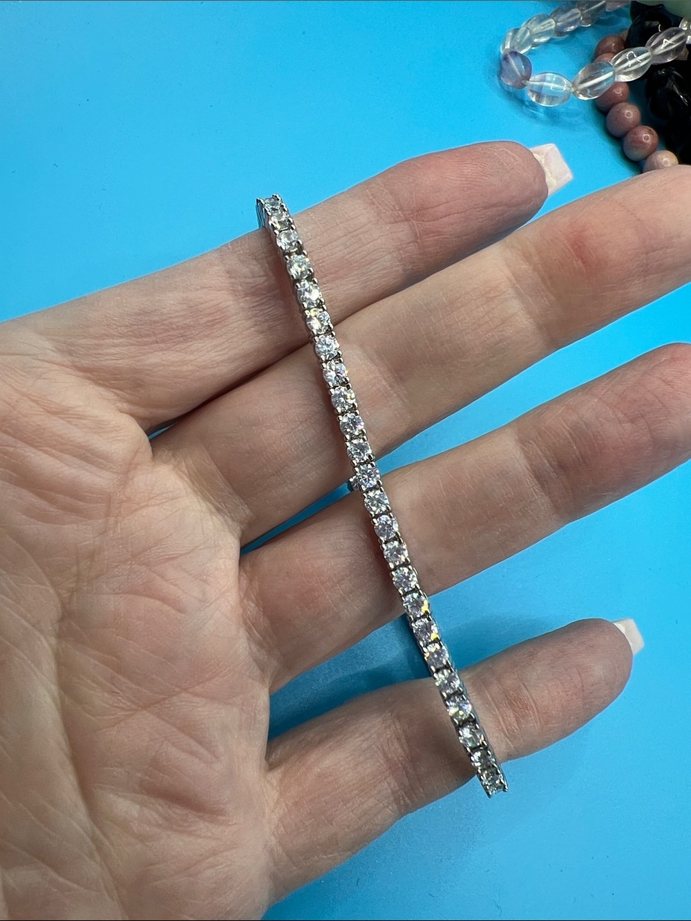 Clear Crystal Tennis Bracelet - Silver Tone